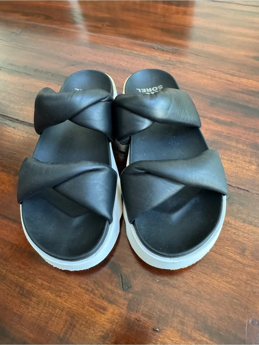 SOREL Viibe Twist Slide Sandal Chunky Comfy Leather Platform Support Size 8.5